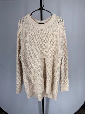 H&M Oversized Cream Knit Crewneck Sweater